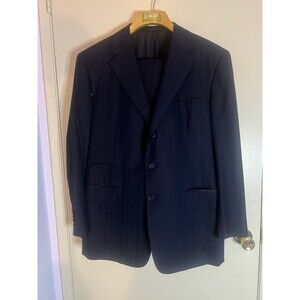 Ralph Lauren PURPLE LABEL Vintage Blue Wool 2Pc Suit 44R Pants Jacket AS IS